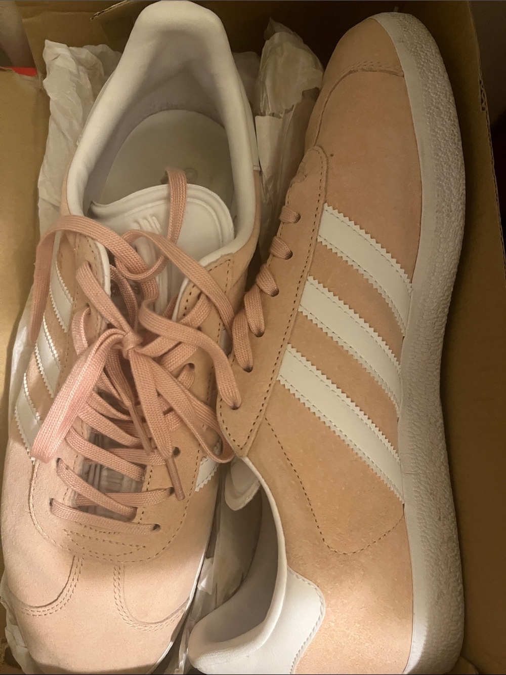 adidas Women’s Suede Sneakers in Blush Pink and White
